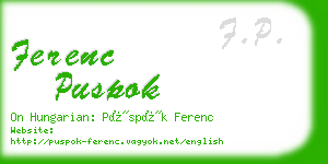 ferenc puspok business card